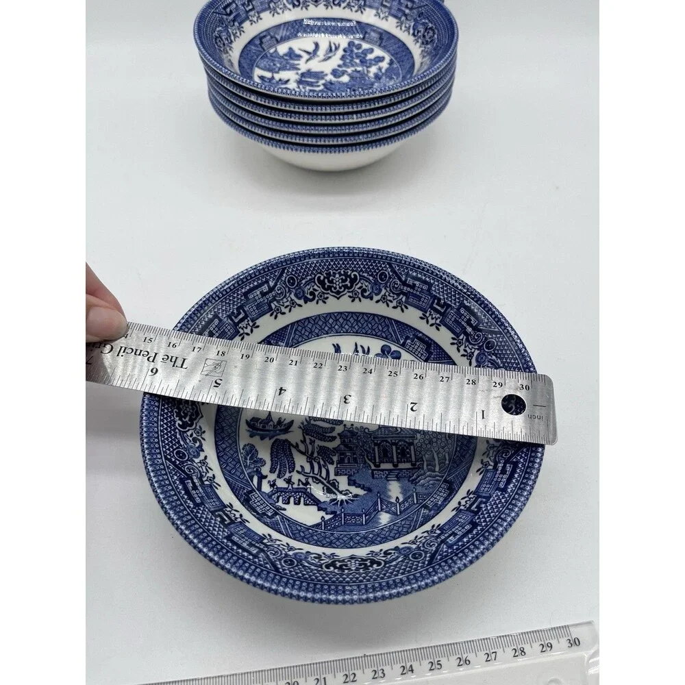 Set 8 Churchill Blue Willow Cereal / Dessert / Berry Bowls 6” England